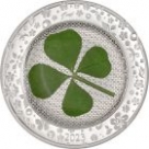 Moneda de argint cu trifoi cu patru foi natural