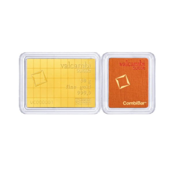 50 x 1 g Lingou de Aur CombiBar Valcambi Suisse