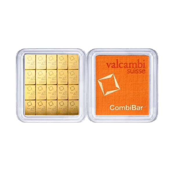 20 x 1 g Lingou de Aur CombiBar Valcambi Suisse