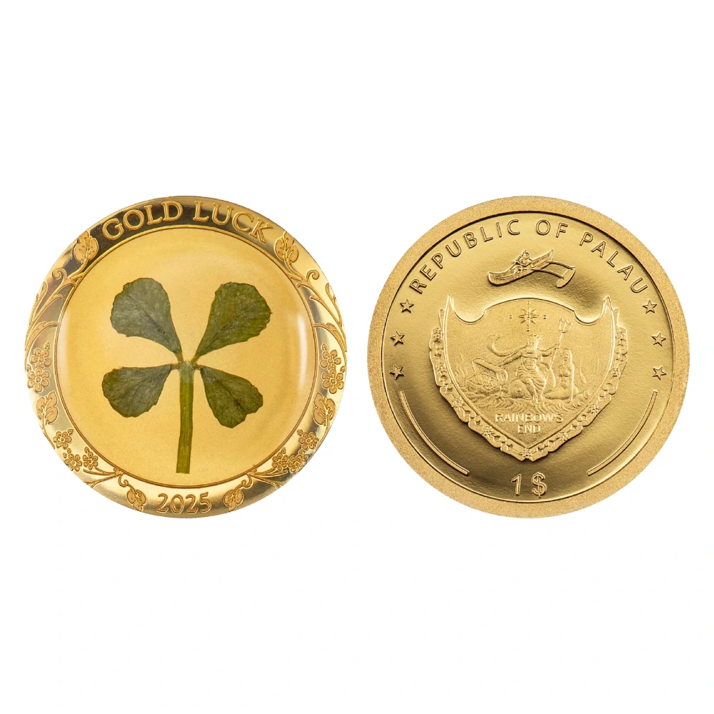 1 g Moneda de Aur Trifoi cu Patru Foi Natural - imagine 3