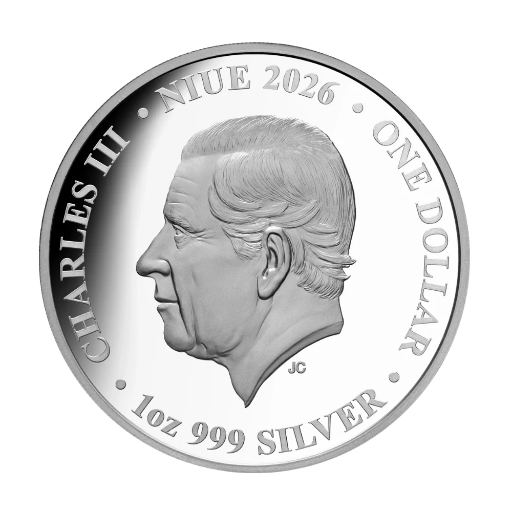 Moneda de Argint 60 de Ani de Moneda Zecimala 2026, Aurire 24K - imagine 2