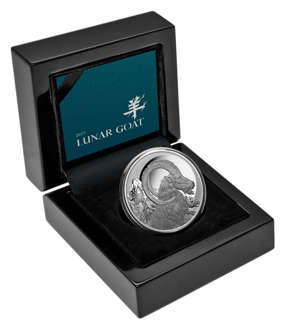 Moneda „Anul Caprei” 2027 — Ediția Standard Proof, 1 Oz Argint, Niue 1$ - imagine 3