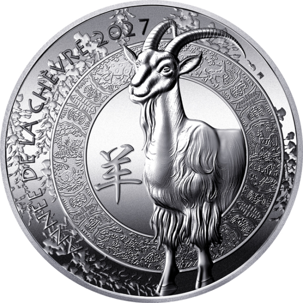 Moneda „Anul Caprei” 2027 — Monnaie de Paris, 1 Oz Argint High Relief, 20€